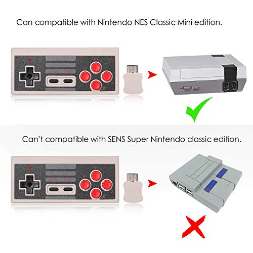 2 Pack NES Classic Wireless Controller, Nintendo Classic Controller Gamepad Joypad for Nintendo NES Classic Edition (NOT for SNES Super Nintendo Classic Edition)