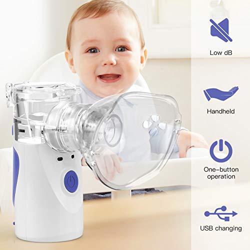 NEWHOPE Portable Mini Vaporizers Cool Mist Humidifier Handheld for Travel or Home Adults & Kids (Blue)