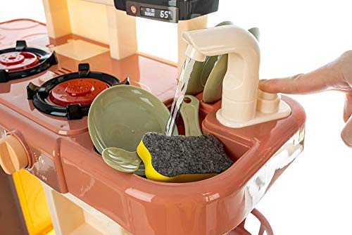 ISO TRADE Kinderküche Spielküche Zubehör Funktion Wasserhahn Kaltdampf 42 Elemente 9569, Farbe:Braun – Bild 6