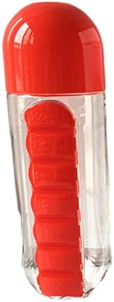 Cluis Creative 20OZ/600ML Water Bottle with Daily Pill Box Organizer Red