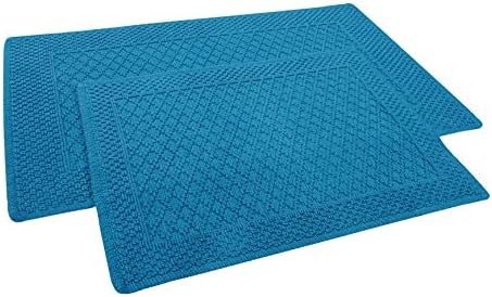 Urban Style Decor Bath Rugs Set of 2 100% Soft Cotton Bathmat Handmade Non Slip ( 21 x 34/17 x 24 Teal)
