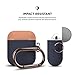 elago Duo Hang Case Compatible with Apple AirPods Case 1 & 2, Carabiner Included, Supports Wireless Charging, 2 Color Caps + 1Body [Peach, Grey + Jean Indigo]