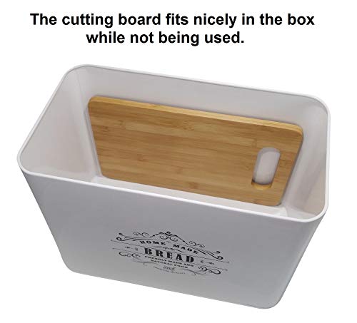 Metal bread box + cutting board. Storage bin kitchen decor. Kitchen storage container. breadbox basket. kitchen countertop organizer. Tin box. Premium Present brand.