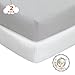 TillYou 2 Pack Fitted Crib Sheet-100% Woven Cotton Flannel(Breathable and Soft), Fit Standard Crib Mattress--White & Grey