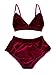 Women's 2 Piece Vintage Velvet Lingerie Set Strap Bra Underwear Suit (32ABC, Red)