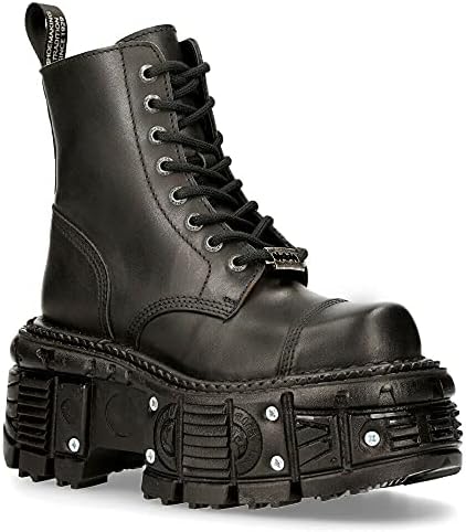 Amazon.com | New Rock Boots TANK373-S1 Black Leather Men's Combat