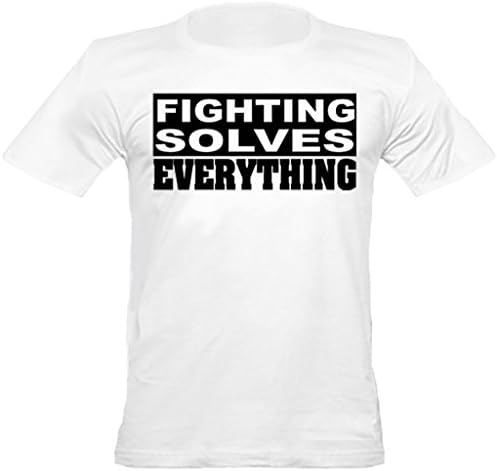 urban shaolin Men's MMA Boxing Fighting Solves Crew Neck Fitted T Shirt X-Large White