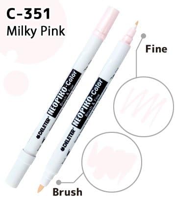Deleter Neopiko-Color Marker [ Alcohol Based Ink, Dual Tip ][Color: (351) Milky Pink] for Professional Comic Manga Graphic Design and Illustration