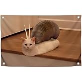 3x5 Ft Cat with Snail Shell Meme Flag - Single Sided Funny Wall Banner Tapestry with Four Brass Grommets - Cool Polyester Dorm Poster for Boys - Apartment or Garden Decor for Indoor Outdoor Use