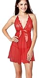 COSWE Women's Halter Sexy Lingerie Babydoll with G-string