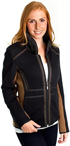 MontanaCo Women's Hamilton Jacket Black - Poly Cotton Fabric With Ruched Collar - Large