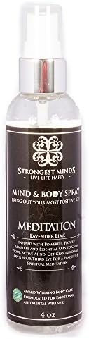 "Meditation" Mind and Body Mist for Men and Women combines powerful flower remedies with essential oils to calm an overactive mind Lavender Lime essential oils natural Chemical-Free Therapy
