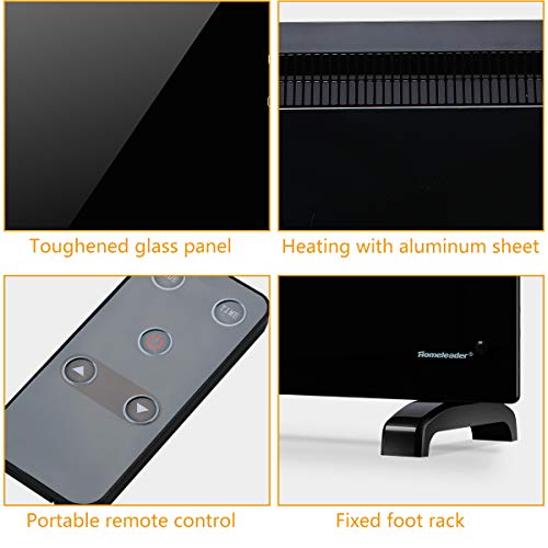 Homeleader Electric Panel Heater, 1500 Watt Space Heater with Remote Control and LED Touch Button, Free Standing Room Heater, GH-15F (Black) - Thumbnail 4