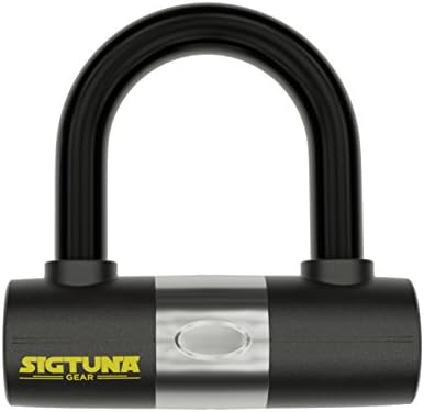 SIGTUNA Mini U-Lock – 11mm High Carbon Steel Mini U-lock with Double Bolt Locking Mechanism + Key Hole Cover and Two Laser Cut Abloy Keys