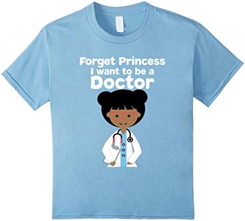 unisex-child KIDS I Want to Be a Doctor Shirt. Little Brown Girl T-Shirt 10 Baby Blue