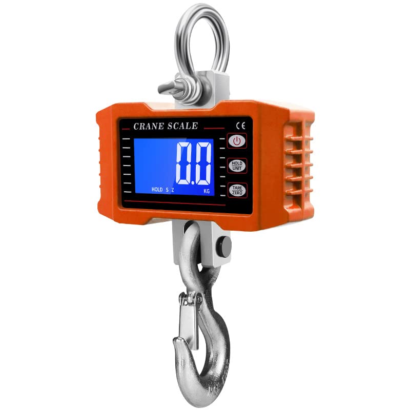 Aim Tools Crane Scale 500kg 1100lbs with Remote Controller, Heavy Duty Aluminum Digital Hanging Scale LCD Display for Warehouse Distribution Centre Weighing 833421
