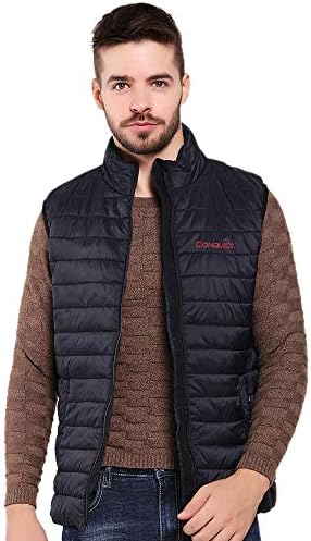 CONQUECO Men's Heated Vest Lightweight Electric Gilet Jacket with Battery Pack for Outdoors