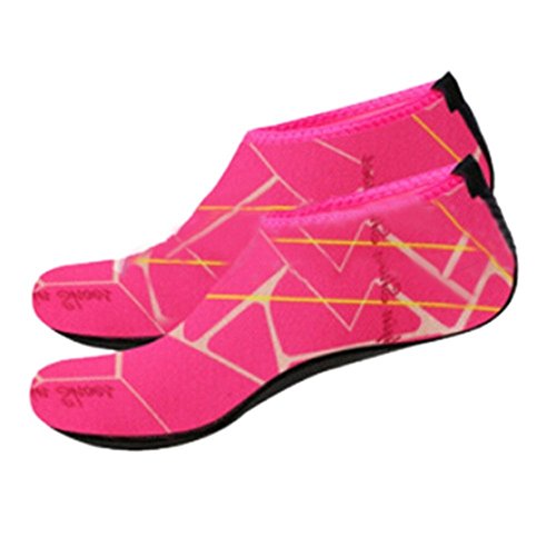 Coohole Hot Sale ! Men Women Outdoor Water Sport Diving Swim Socks Yoga Socks Soft Beach Shoes Exercises (Hot Pink, L) - Thumbnail 5