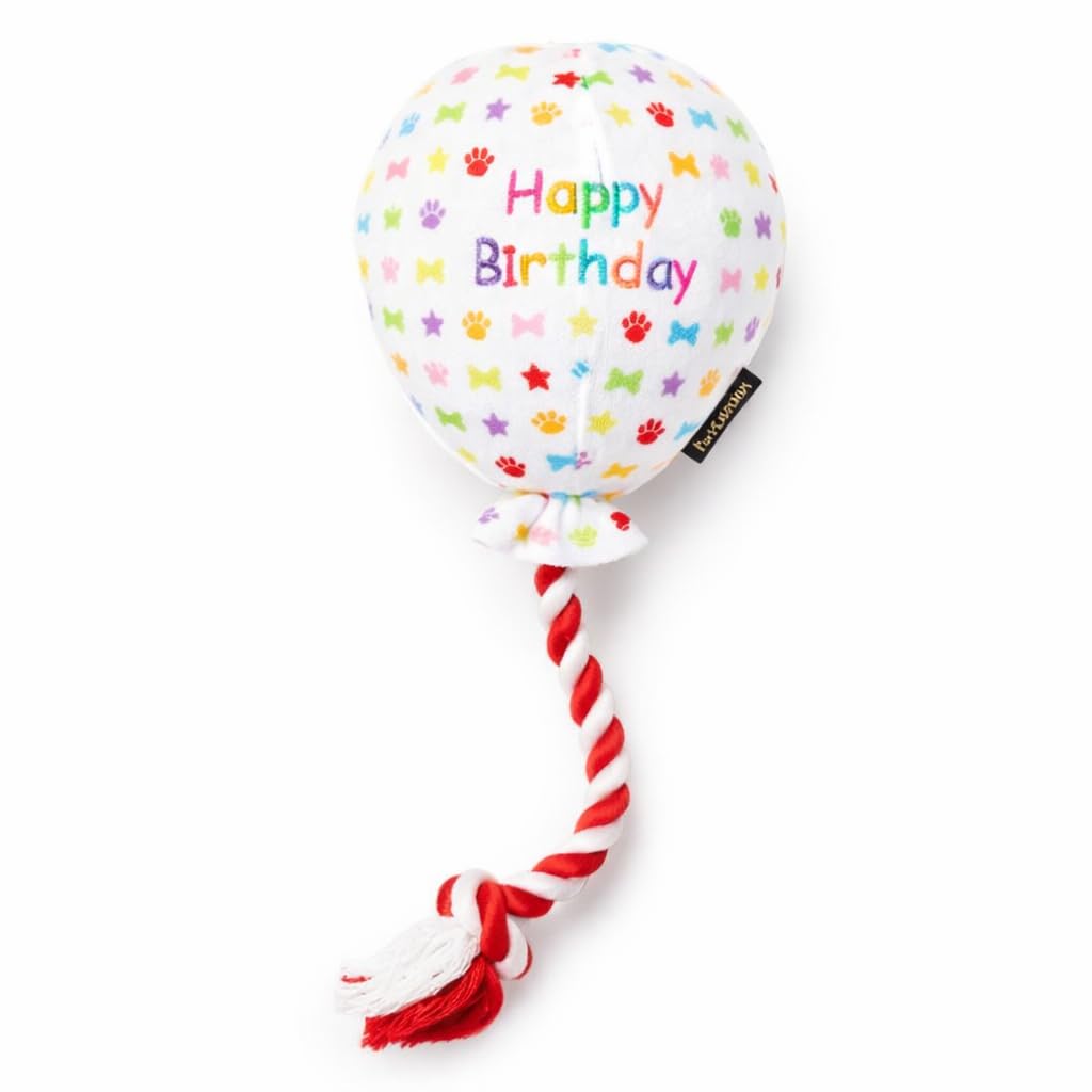 Pet London Birthday Balloon Dog Toy - Celebrate Your Dog's Happy Birthday - Plush colourful Rainbow Confetti Pattern Dog Party Gift-Perfect Pup Special Day Present-UK Designer Brand-BDAY or Adoption