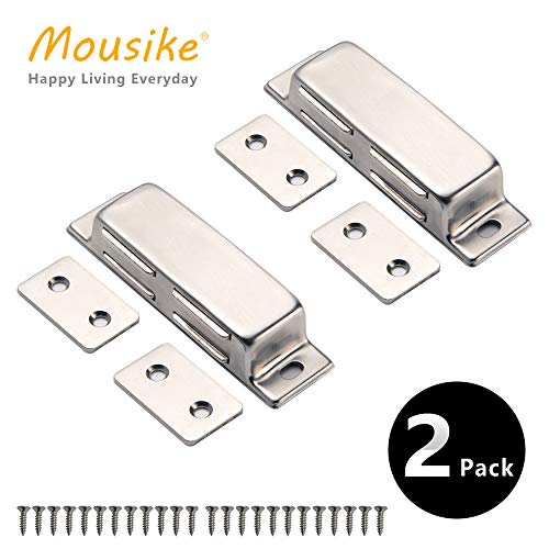 Mousike Double Magnetic Door Catch,60lb Stainless Steel Cabinet Door Magnets with Strong Magnetic for Kitchen Cupboard Wardrobe Closet Cabinet Door Drawer Latch (60lb2Pack)