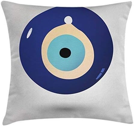 FPDecor Evil Eye Throw Pillow Cushion Cover, Evil Eye Protection Bead Design from Middle East Ottoman Culture Inspirations, Decorative Square Pillow Case, 18 X 18 Inches, Multicolor