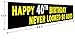 Colormoon Large 40th Birthday Banner, 40th Birthday Party Supplies Decorations, 40th Birthday Sign - Never Looked So Good (9.8 x 1.5 feet)