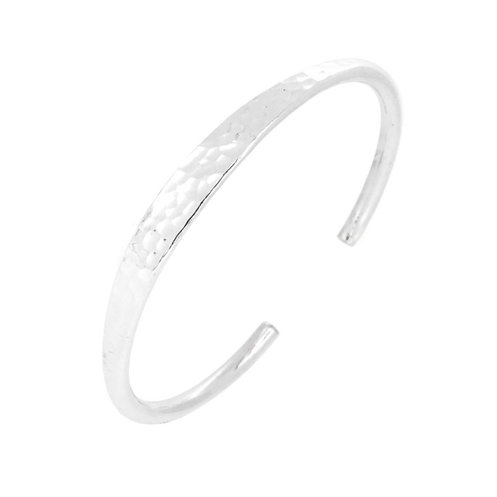 Treasure Bay Womens Hammered Bangle 925 Sterling Silver Bangle Bracelet for Ladies and Girls