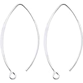 30pcs Adabele Authentic Sterling Silver V Shape 40mm Drop Flat Marquise Earring Hooks Ear Wire (Wire 0.7mm/21 Gauge) for Jewelry Making SS16-1