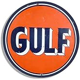 Magnet 4x4 inch Round Vintage Gulf Logo Sticker - Gas Sign Rat Rod Motor car Gasoline Magnetic Magnet Vinyl Sticker