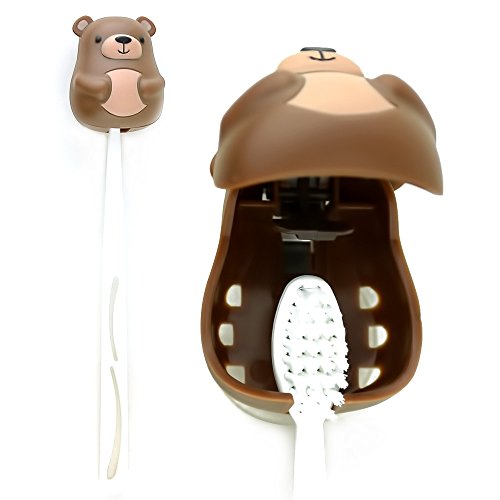 Kikkerland Brown Bear Suction Toothbrush Holder