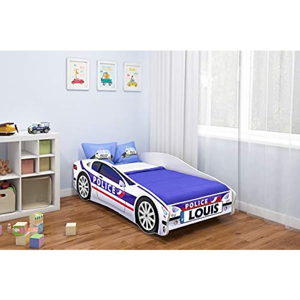 Acma Lit D Enfant Bebe Toddler Avec Matelas Car Police Voiture De Course 140x70 Cm Prenom