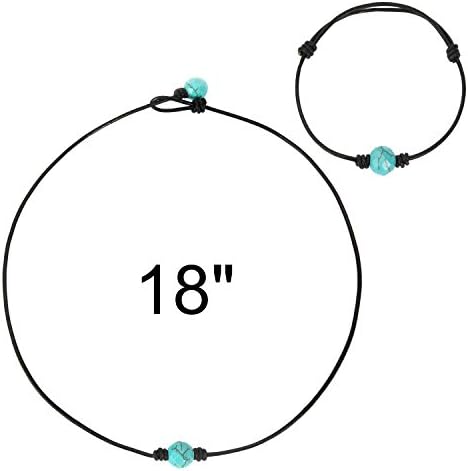 Adan Banfi Handmade Quality Cultured Freshwater Pearl Black Leather Cord Choker Necklace Adjustable Bracelet Jewelry Set, Ideal Gifts for Girls, Women