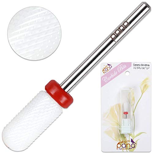 Beauticom Professional USA Ceramic White ROUND Top Small Barrel Bit Nail Drill (Grit: FINE) 3/32