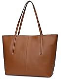 Ilishop Women's New Fashion Handbag Genuine Leather Shoulder Bags Tote Bags Hot Sale (Brown)