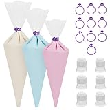 Kootek 28 Pieces Cake Decorating Tools with 12 Pack 3 Sizes (12 + 14 + 16 inches) Reusable Silicone Piping Pastry Bags, 6 Standard Couplers and 10 Icing Bag Ties Baking Supplies (Clear)