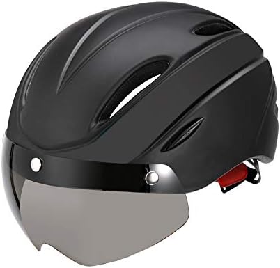 EyeGlow Stylish Adult Road Bike Helmet with Visor Protector Goggle Lens Adjustable Bicycle Helmets for Men & Women