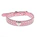 Urparcel 2 Rows Rhinestone Bling Heart Studded Leather Dog Collar For Small Or Medium Pet Collar (Pink, Small)