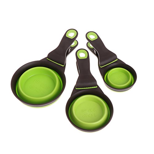Hikig Collapsible Pet Cat Rabbit Dog Food Scoop Spoon Measuring Cup Bag Sealing Clip (M)