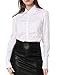 Allegra K Women's Long Sleeve White Office Shirt Button Down Work Ruched Front Tops White L (US 14)