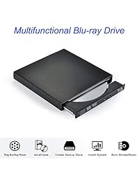 Xglysmyc USB2.0 - Grabador externo blu Ray CD DVD Drive Burner, delgado, portátil, CD DVD RW BD-ROM Player Writer para ordenador portátil de sobremesa, soporte Mac OS Windows XP 7 8 10 (negro)