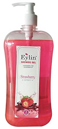 EYLIN SHOWER GEL- PREMIUM RANGE : 1 LTR SCREAMING STRAWBERRY PERFUMED- PINK COLORED TOTAL 1 LITRES