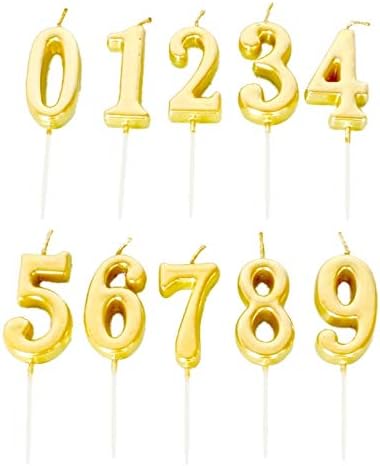 Amazon Co Jp 金 ゴールド お誕生日キャンドル キャンドル バースデイ 0 9 各数字1個セット 計10個セット ホーム キッチン