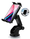 6Feeki Cell Phone Holder for Car, Car Phone Mount Windshield Long Arm Car Phone Mount with One Button Design and Anti-skid Base Car Holder for iPhone X/8/7/7P/6s/6P,Galaxy S9/S8,Huawei,iPad (1)