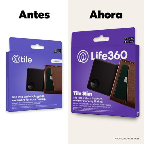 Tile Slim - Localizador Bluetooth para Carteras, Etiquetas de Equipaje, pasaportes y más. Compatible con iOS y Android. Paquete de 1 (Negro)