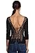 Finejo Women Sexy Long Sleeve Corset Embroidered Lace Up Back Shirt Top Blouse