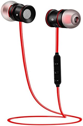 Bluetooth Headphones,EarTime Wireless V4.1 Magnetic In-Ear Stereo Earphones Sweatproof Sports Earbuds with Mic (Support Hi-Fi music,HD calling) (Red)