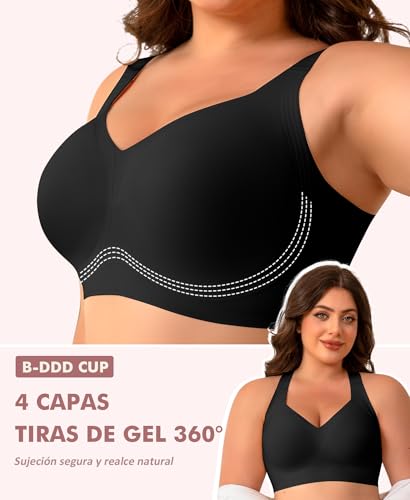 Ganado Women's Wireless Bras Wide Strap Bra Push up Padded Basic Seamless Bralette