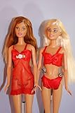 Bra and Panty Set with Nightgown in Red Made to Fit Barbie Doll