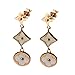 Women's Fashion Earrings Korean Style Three Icon Drop Earrings Stainless Steel Rose Gold (White)