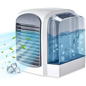 ALLYAG Personal Air Conditioner Fan Portable | Evaporative Air Cooler with Build in Night Light Waterbox | Air Purifying | 3 Fan Speed, USB Charging, Ultra-Quiet Table Fan for Home Office Bedroom